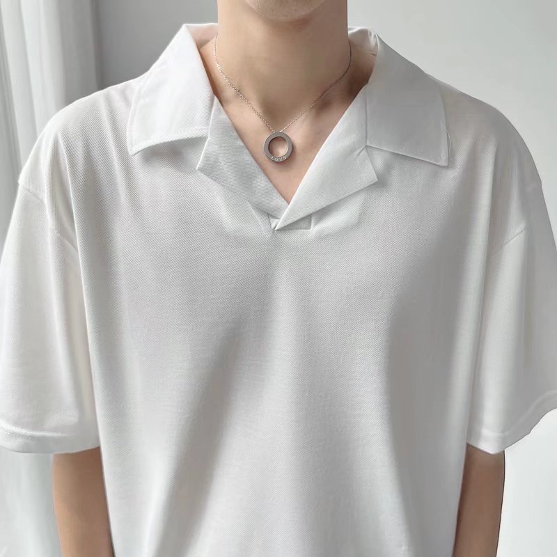Áo Thun POLO Tay Ngắn Cổ Chữ V Màu Sắc Đơn Giản Thời Trang Mùa Hè Có Size M-3XL Phong Cách Hàn Quốc Cho Nam