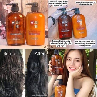 Combo DẦU GỘI - DẦU XẢ MỠ NGỰA RINSE IN SHAMPOO 600ml