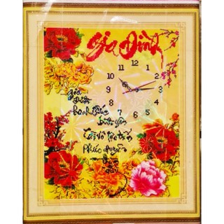 TRANH ĐÍNH ĐÁ ABC 3D ĐỒNG HỒ GIA ĐÌNH HẠNH PHÚC BÌNH YÊN HA177AB (TRANH TỰ ĐÍNH) KT: 46X63CM