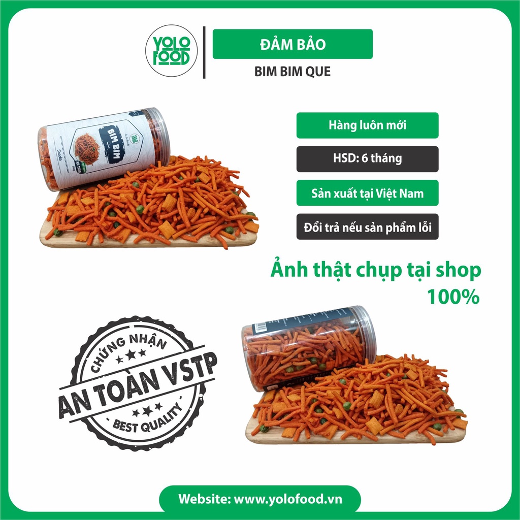 Bim bim que đậu hà lan hộp 300g YOLO FOOD đồ ăn vặt ngon , chất lượng bim bim tăm đậu hà lan giòn thơm đậm vị ATVSTP