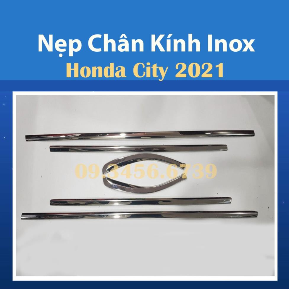 City, Nẹp Chân Kính inox Honda City 2021 bộ 6 Chi tiết