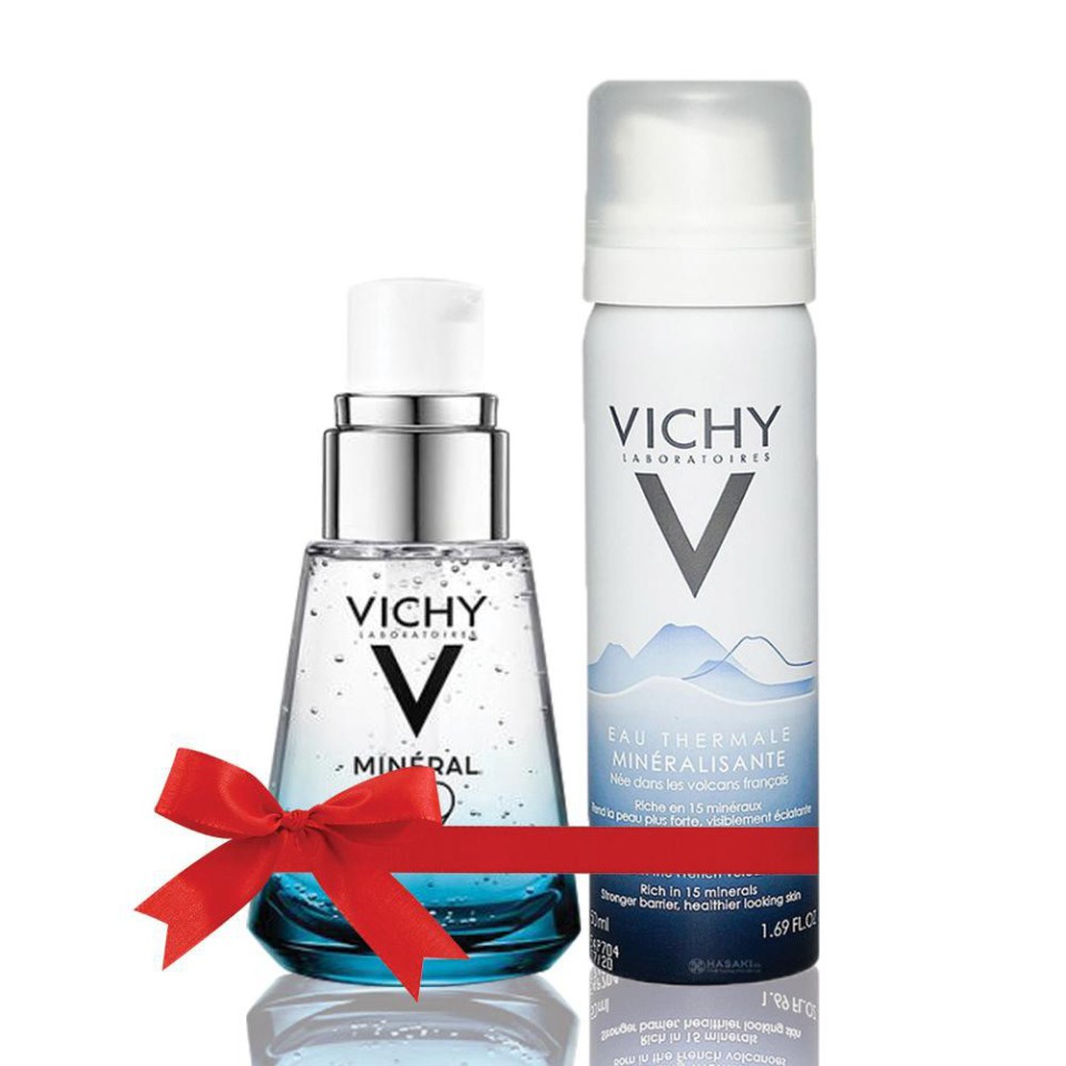 [CHÍNH HÃNG] Combo Vichy Xịt Khoáng Dưỡng Da Thermal Spring Water 50ml và Tinh Chất Khoáng Cô Đặc Vichy Mineral 89 30ml