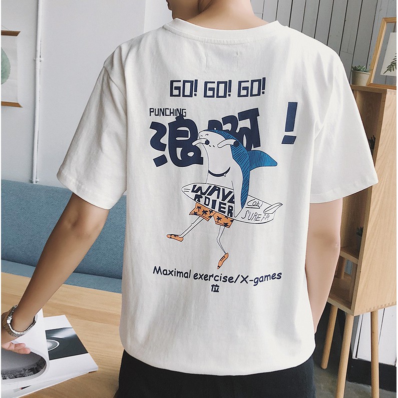 Áo phông nam nữ BABY SHARK unisex tay lỡ form rộng tee basic oversize trắng dáng xuông - Áo Thun 360