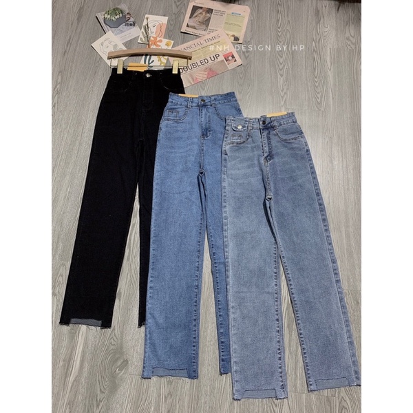 Quần jeans suông cắt gấu dáng xuông hot hit