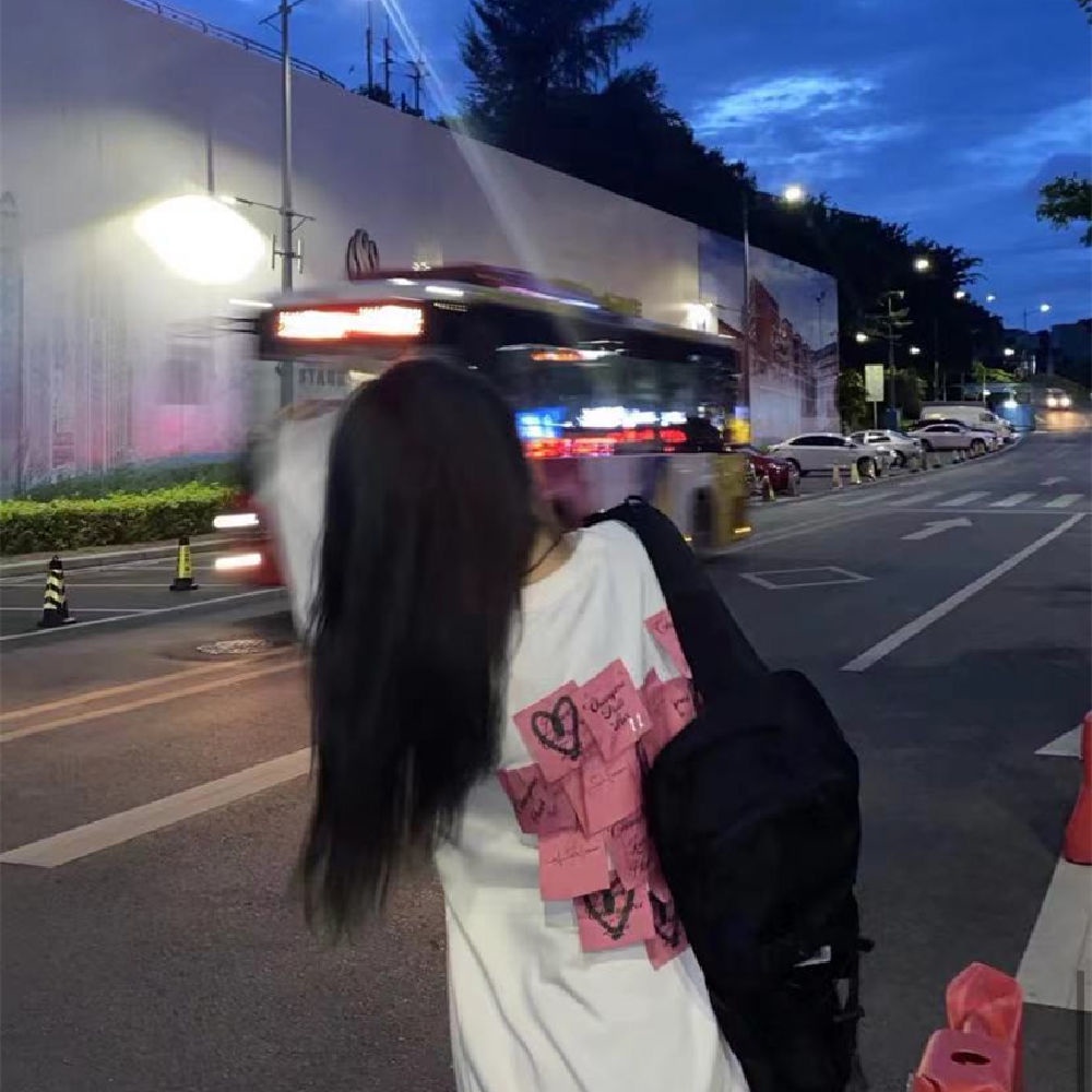 Jiashucheng Áo Sweatshirt Dáng Rộng Hình Nốt Nhạc Trái Tim Dính Phong Cách Hàn Quốc Dễ Phối Đồ