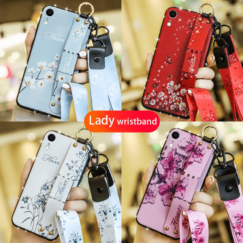 Vỏ điện thoại mềm với dây đeo cổ tay Samsung Galaxy J2 Pro J4 J6 Plus J7 Prime J8 2018 WristBand Style Phone Case Cover