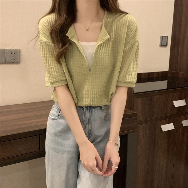 Áo Thun Ngắn Tay Dáng Rộng Giả Hai Lớp Phong Cách Hàn Quốc Thời Trang 2022 JL-TX-240