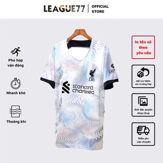 Áo Liverpool LeagueStore - áo đá bóng Liverpool bộ quần áo bóng đá thể thao nam sân khách màu trắng họa tiết 22/23