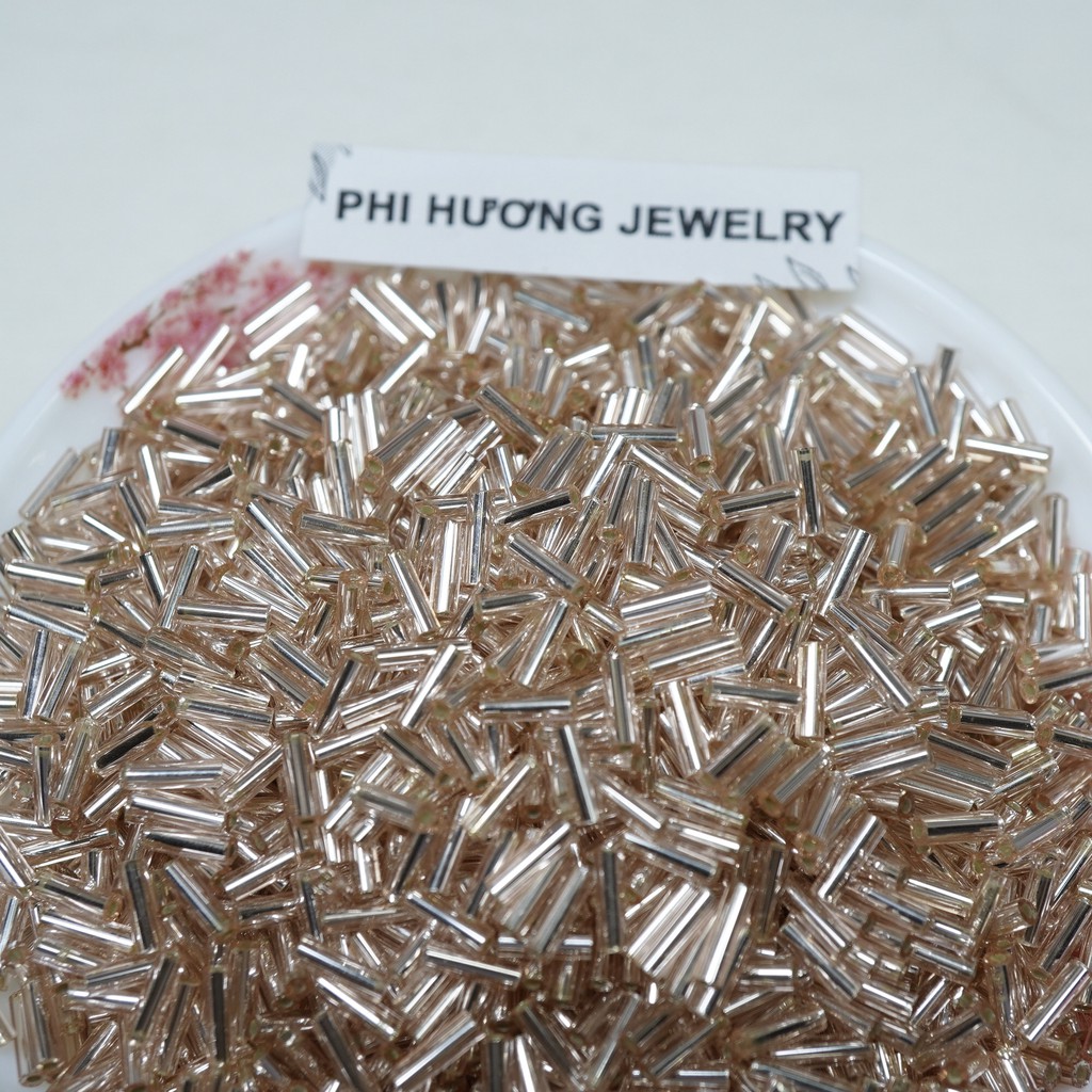 50gr cườm khúc (ống trúc) 4mm, 6mm đính kết quần áo, làm trang sức, phụ kiện handmade