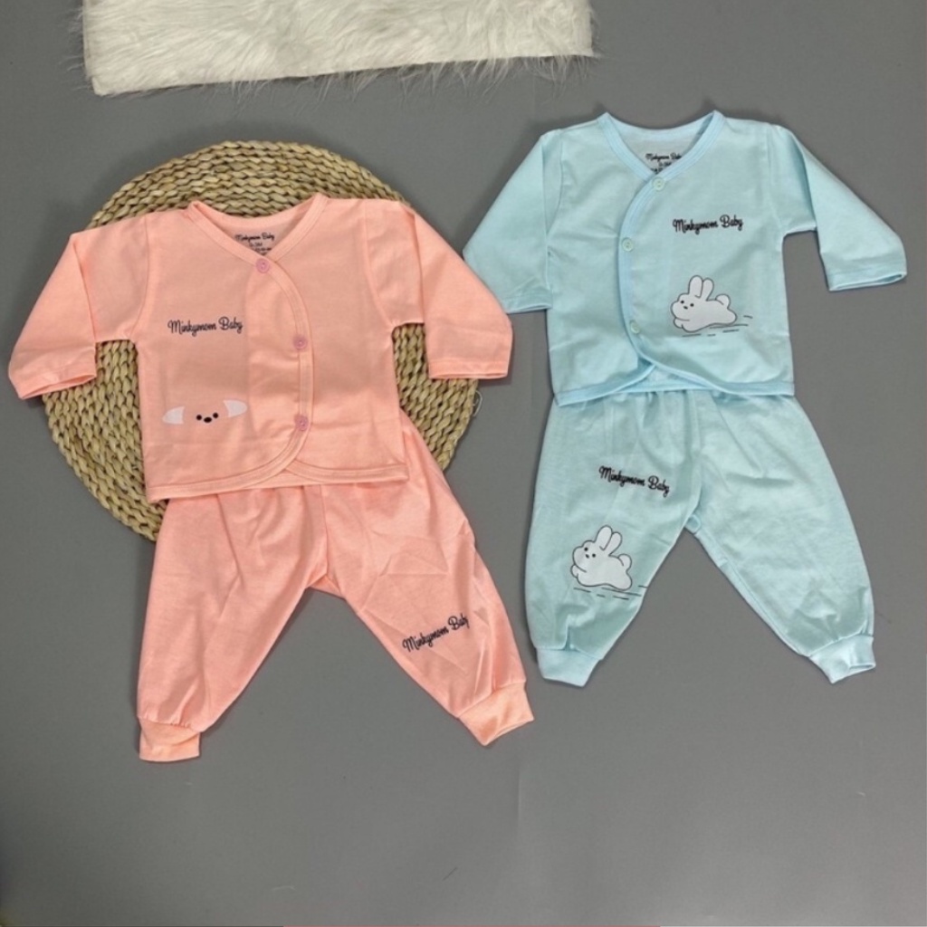 Quần áo sơ sinh, Bộ quần áo cài khuy lệch Lee lee kids / Minky Thỏ