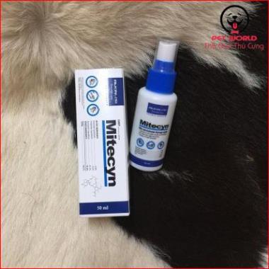 Alkin Mitecyn - Thuốc xịt trị viêm da, nấm, ghẻ cho chó mèo