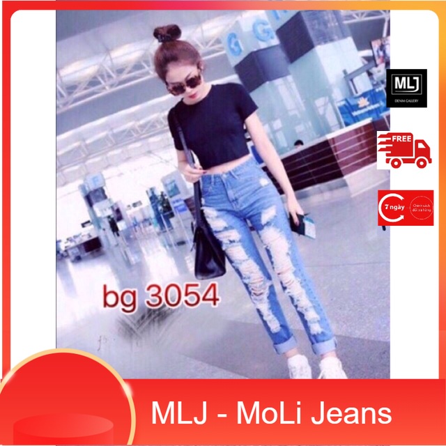 Nhập WAMS8 giảm 15%_ Baggy jean nữ rách (có big size)