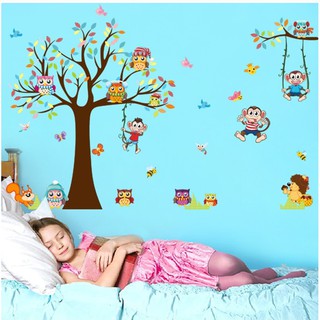 Decal dán tường cổ thụ và thú - DC151