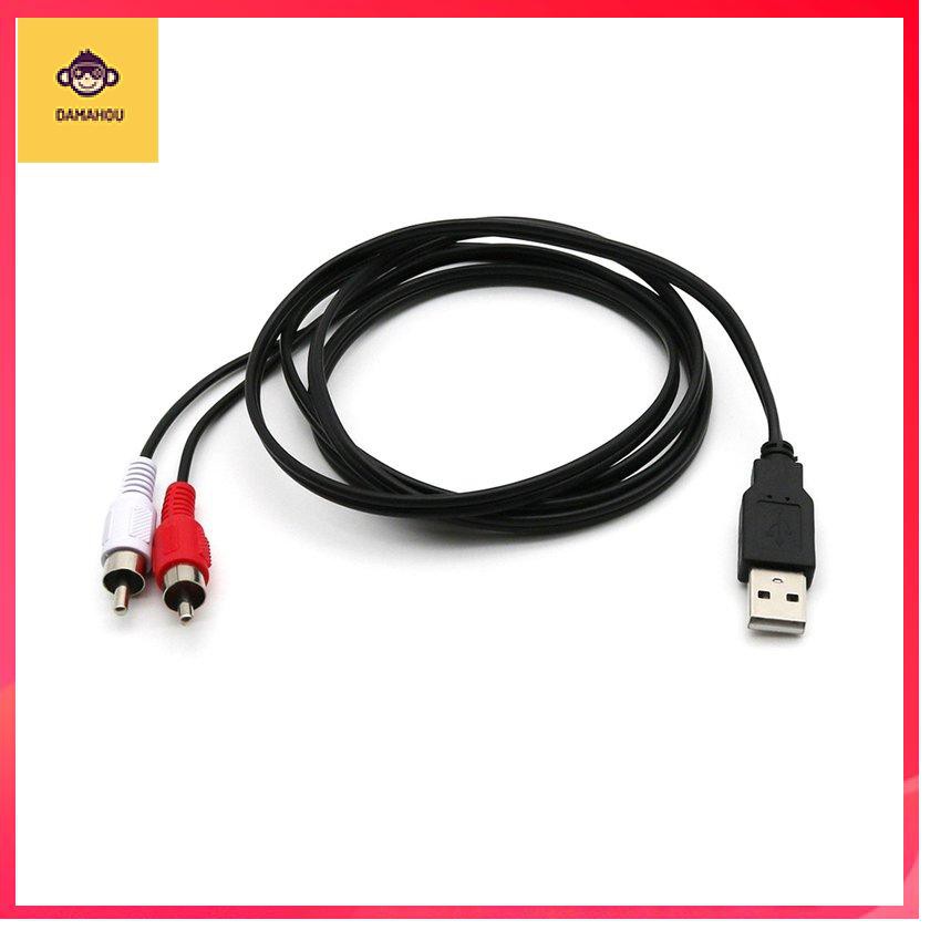 Dây Cáp Chuyển Đổi Usb A Male Sang 2 Rca Phono Av Cho Pc Tv Aux