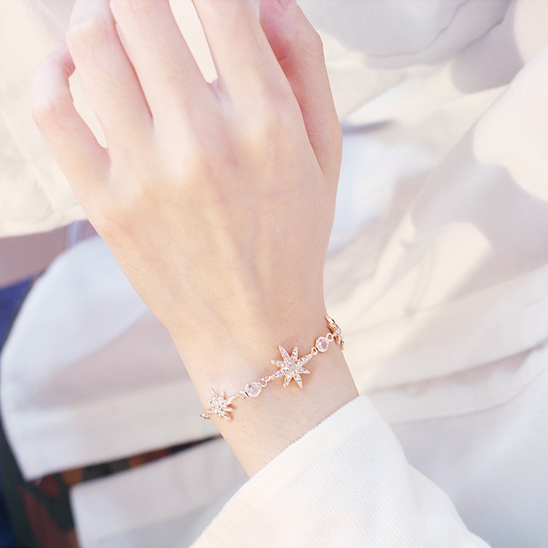 Vòng Tay Hình Ngôi Sao Đính Đá Lấp Lánh Phong Cách Hàn Quốc Cho Nữ