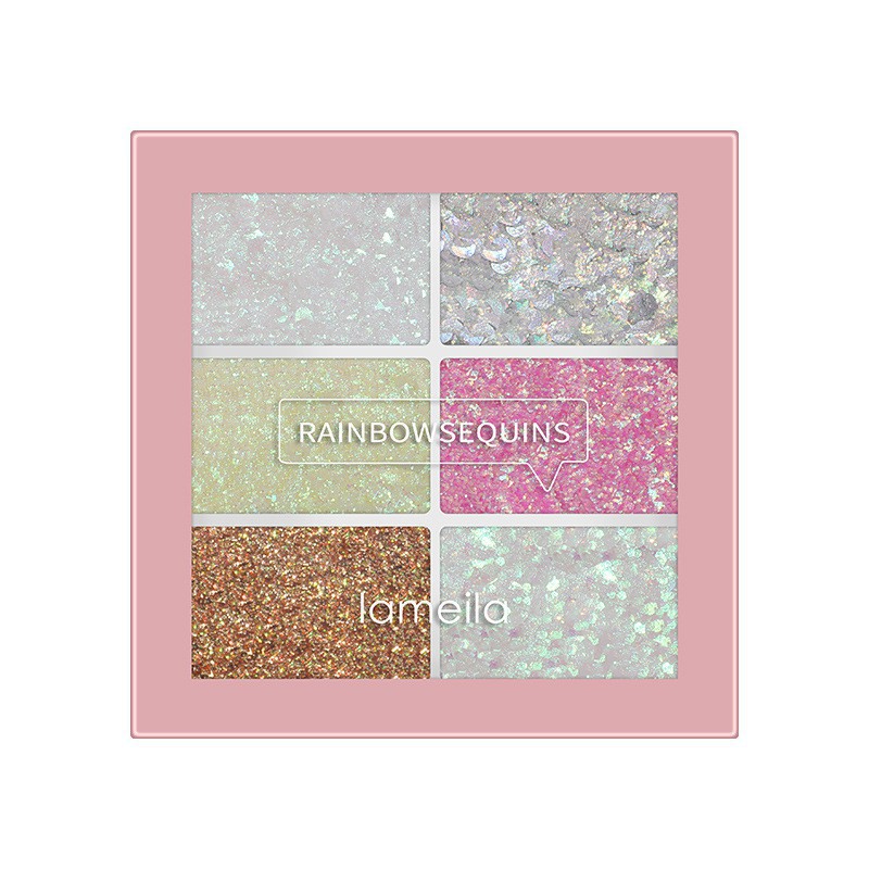 Hộp nhũ lấp lánh 6 ô màu Lameila Rainbow Sequins HT2