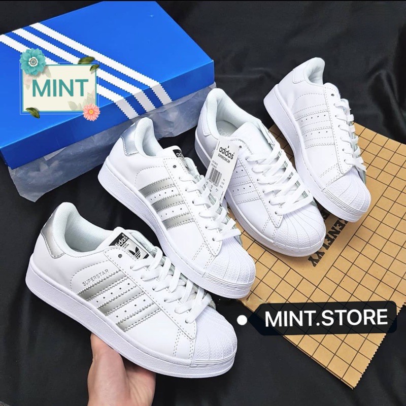 (Video cận cảnh) Giày thể thao sneakers super star sọc bạc