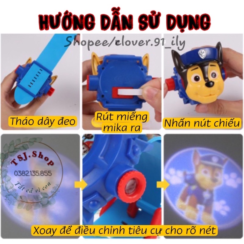 <TẶNG QUÀ 20k> Đồng hồ trẻ em chiếu sáng 24 hình chú chó cứu hộ, đồng hồ thông minh trẻ em