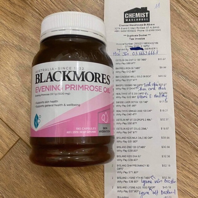 Tinh dầu hoa anh thảo Blackmores 190 viên của ÚC ( Mẫu mới)