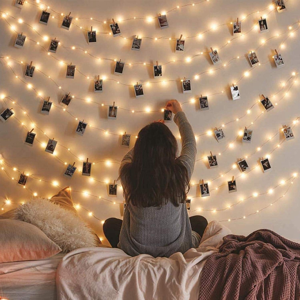 Dây đèn led 1.5/2/3m cho kẹp treo hình để trang trí tiệc giáng sinh năm mới đám cưới