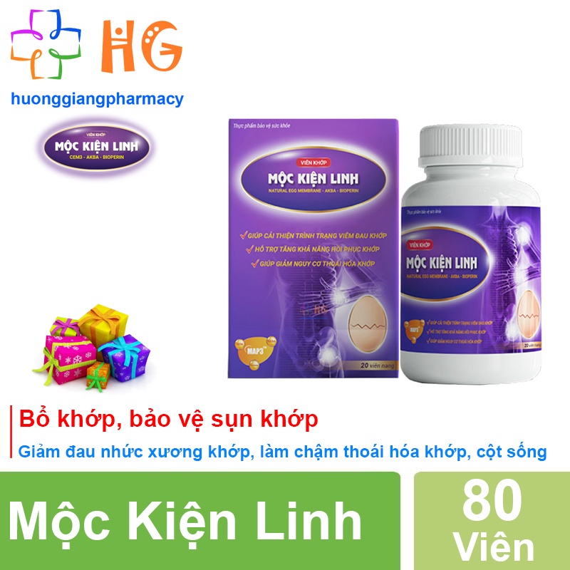 MỘC KIỆN LINH giúp bổ sung dưỡng chất cho khớp hỗ trợ bôi trơn ổ khớp bảo vệ sụn khớp giúp khớp Hộp 80 viên nang