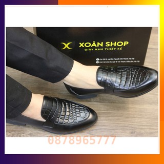 Giày lười nam - chất da bò 100%, đế cao su đúc khâu - mã g008 đen