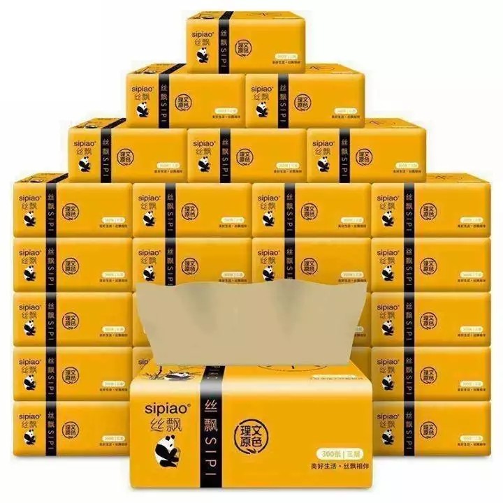 1 gói giấy ăn gấu trúc Sipao, khăn giấy ăn Ycool, không chất tẩy rửa, gói 300 tờ