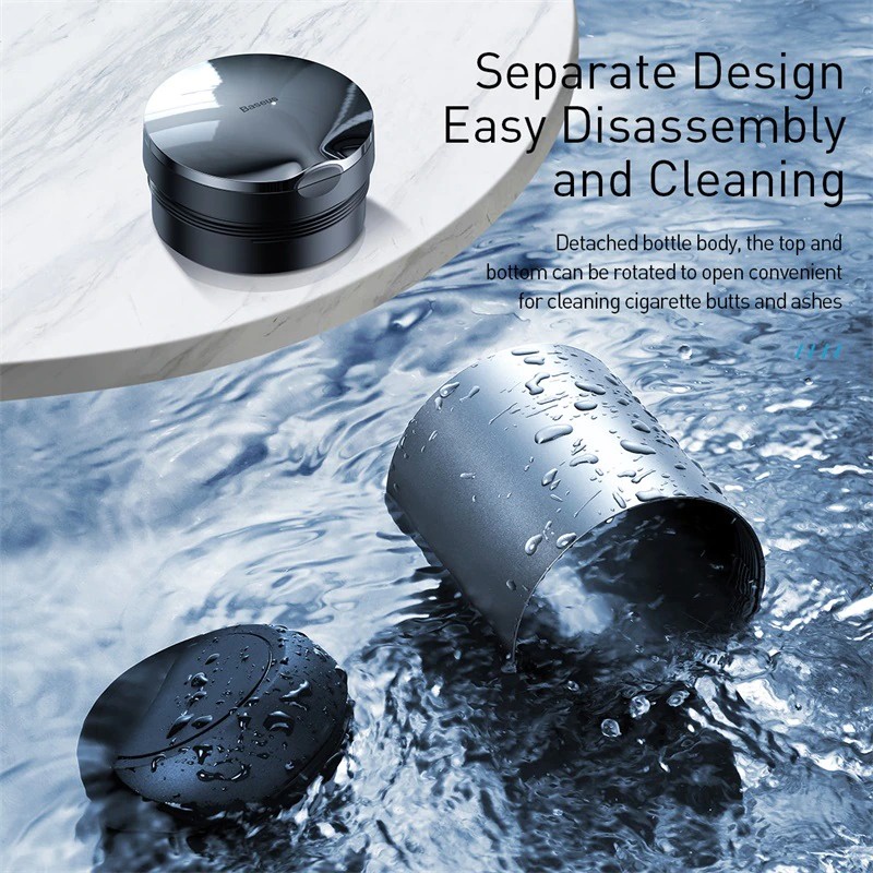 Gạt tàn xe hơi Baseus Đèn LED Hợp kim tro Khay nhôm Chén nhôm di động không khói, Gạt tàn thuốc lá ô tô Chống cháy