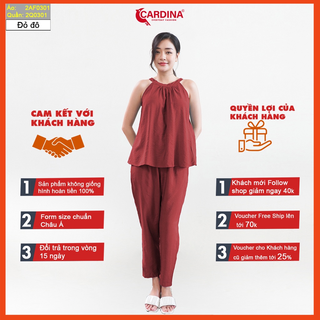 Đồ bộ nữ CARDINA chất đũi BamBoo Xước cao cấp set rời quần baggy basic áo yếm quyến rũ 2AF03-2Q03