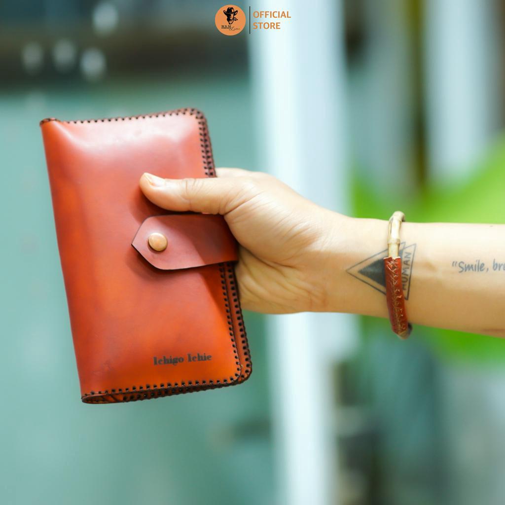 Ví dài da bò vegtan nhuộm thủ công màu cam - RAM Leather