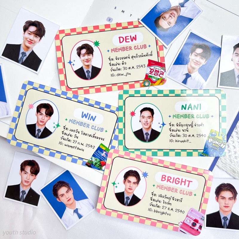 F4Thailand Thẻ Ảnh Học Sinh Bright Win Dew Nani ID F4 Thái Lan