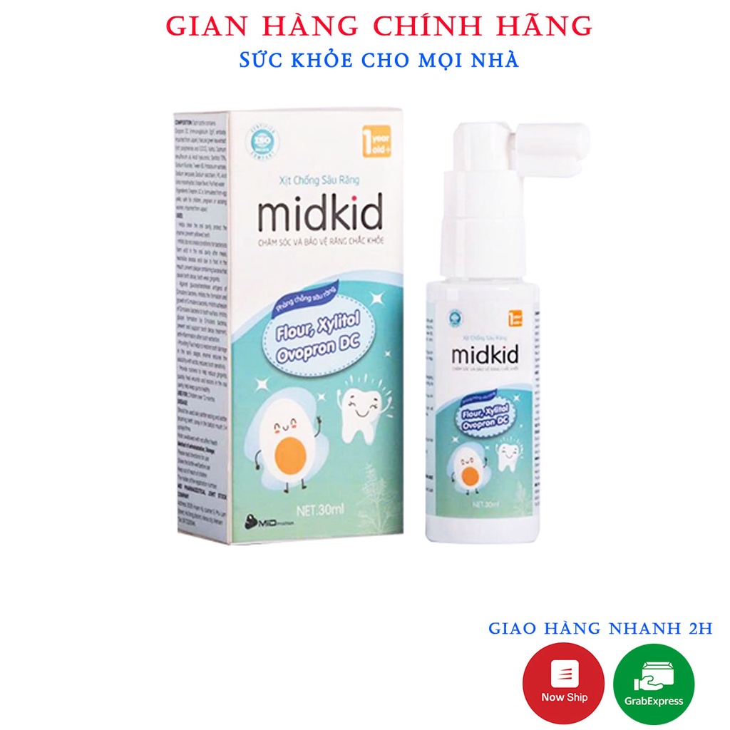 Xịt Chống Sâu Răng Midkid, Kem Đánh Răng Dạng Xịt Midkid Giúp Bảo Vệ Men Răng Hà Sún Ngăn Ngừa Ố Vàng Cho Bé