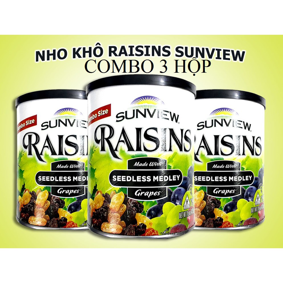 Hộp nho khô mỹ không hạt Sunview Raisins Mỹ 425g