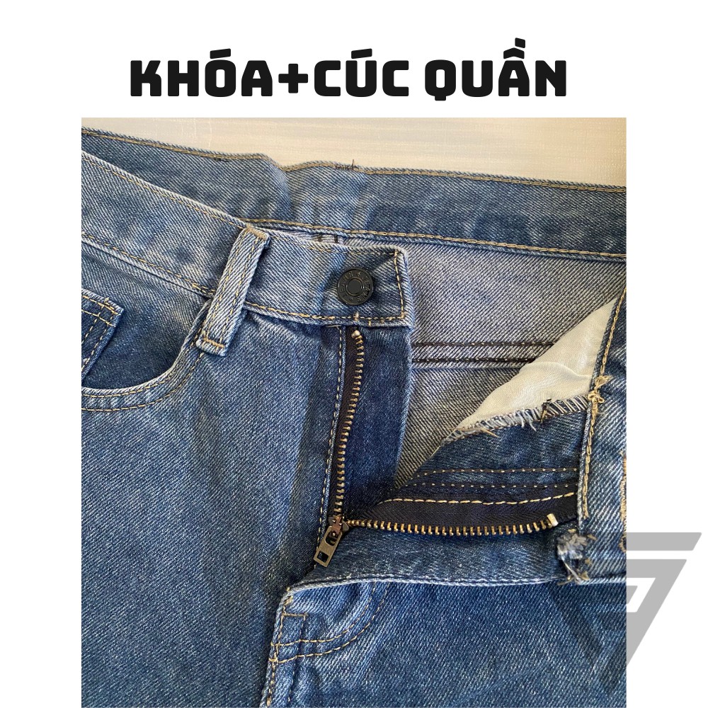 Quần baggy jean nam trơn xanh ống suông chất dày Form chuẩn như hình, quần bò jean ống rộng FFStore | BigBuy360 - bigbuy360.vn