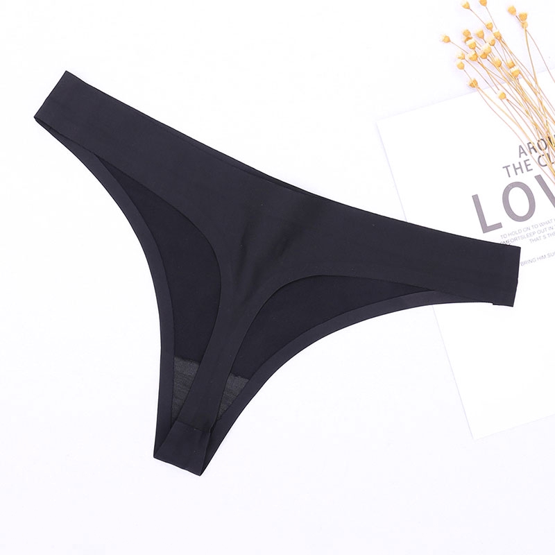 Quần lót lọt khe hình chữ T vải lụa băng mềm màu trơn lưng thấp không đường may cho nữ size M-XL