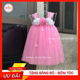 Váy đầm bé gái ❤️FREESHIP❤️ Váy công chúa hồng phấn hoa xù hồng trắng cho bé gái