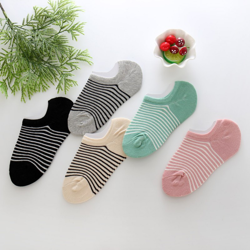 Tất Cotton hoạ tiết kẻ sọc thời trang mùa hè cho phái nữ
