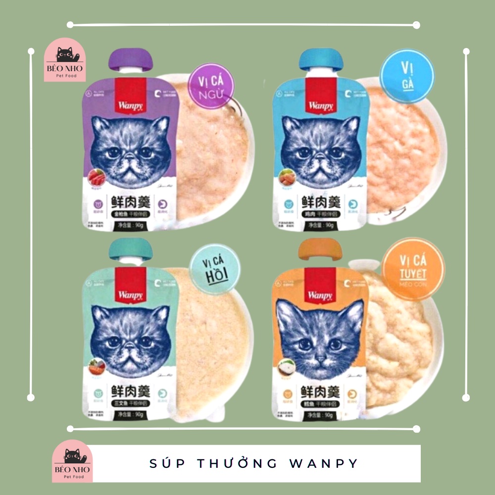 Súp thưởng Wanpy 90g dạng nắp vặn tiện lợi cho mèo