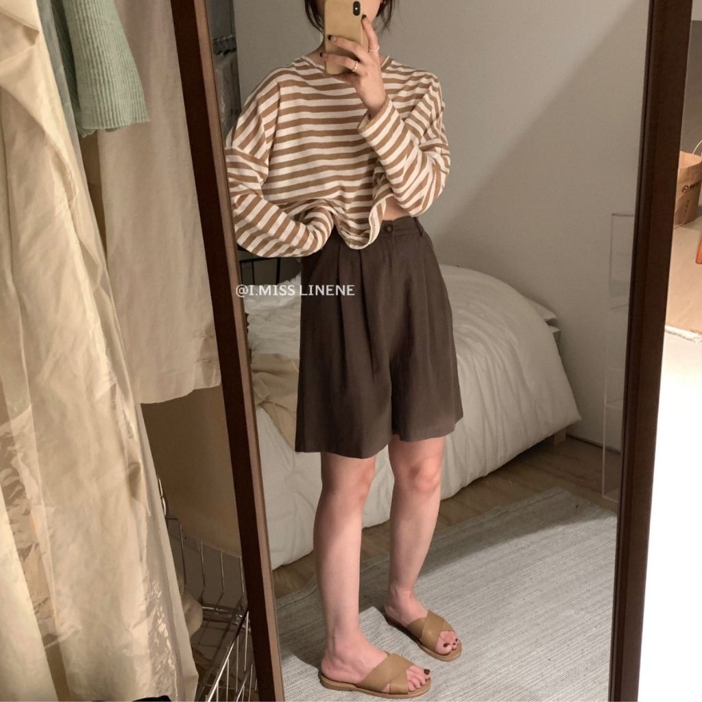 Áo pull kẻ nữ dài tay Hada, chất liệu giấy mỏng nhẹ phong cách vintage - AK05