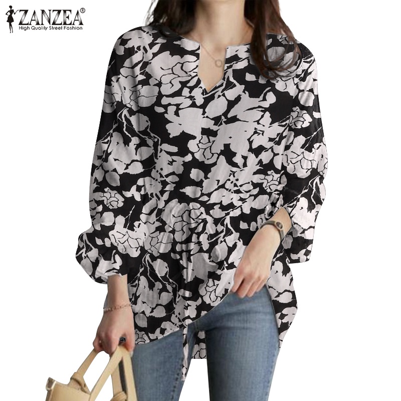 Zanzea Áo Kiểu Tay Dài Phồng Cổ Chữ V Phối Dây Rút Thời Trang Thanh Lịch Cho Nữ