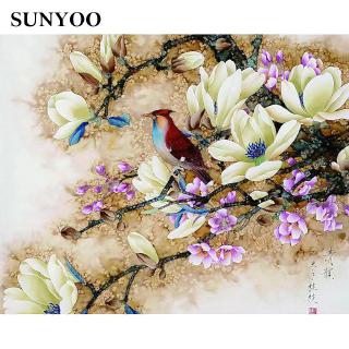 Tranh Sơn Dầu Trang Trí Hình Chim Và Hoa