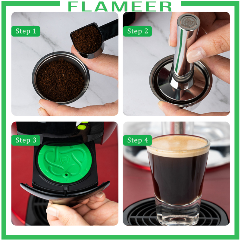 [FLAMEER]Metal Reusable Coffee Capsules Cup Coffee Pods for DolceGusto