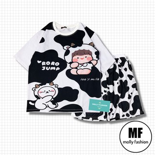 Set bộ bò sữa ❤️ Đồ bộ hoạt hình form rộng Unisex RORO JUMP Freesize dành cho nam nữ Molly Fashion