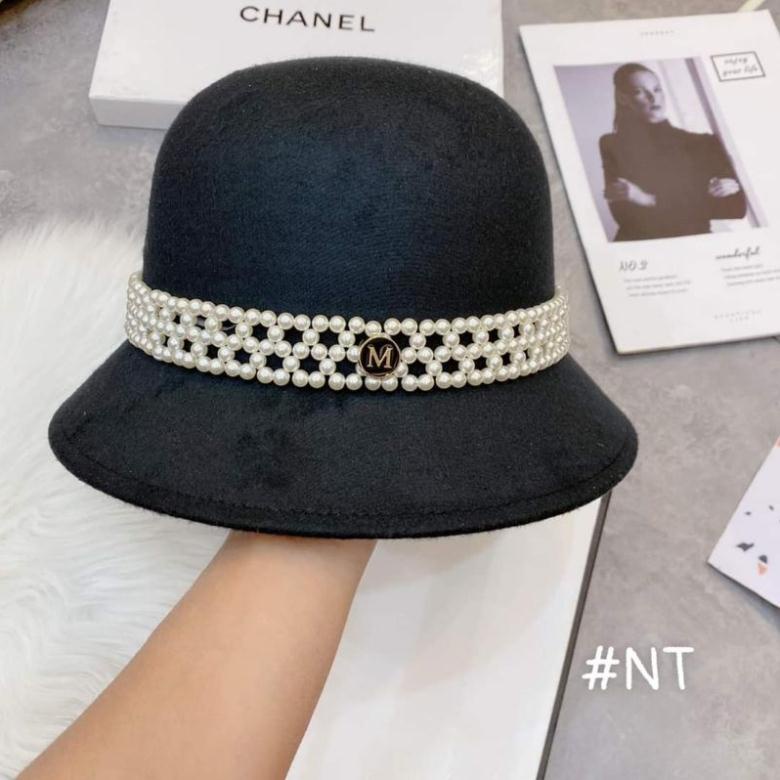 Mũ dạ vành cụp đai ngọc gắn hoa cao cấp siêu hot