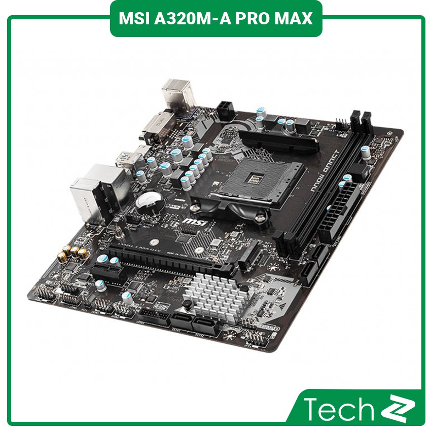 Bo mạch chủ MSI A320M-A PRO MAX (AMD A320, Socket AM4, m-ATX, 2 khe RAM DDR4)