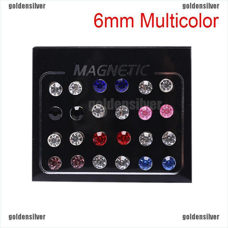 Set 24 Khuyên Tai Nam Châm Đính Đá Thời Trang