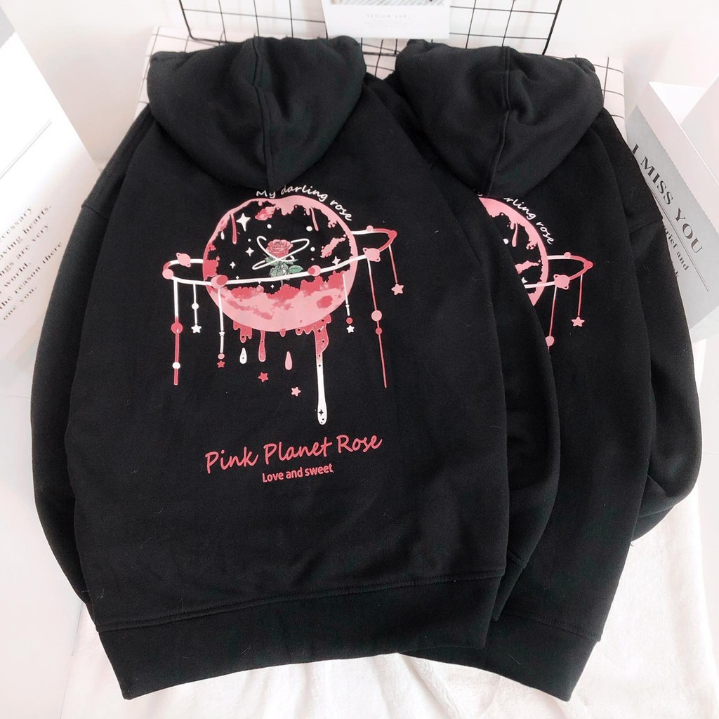 Áo khoác Hoodie THE FOX áó khoác nỉ bông dáng Unisex Form rộng phong cách Ulzzang in hình Planet Rose