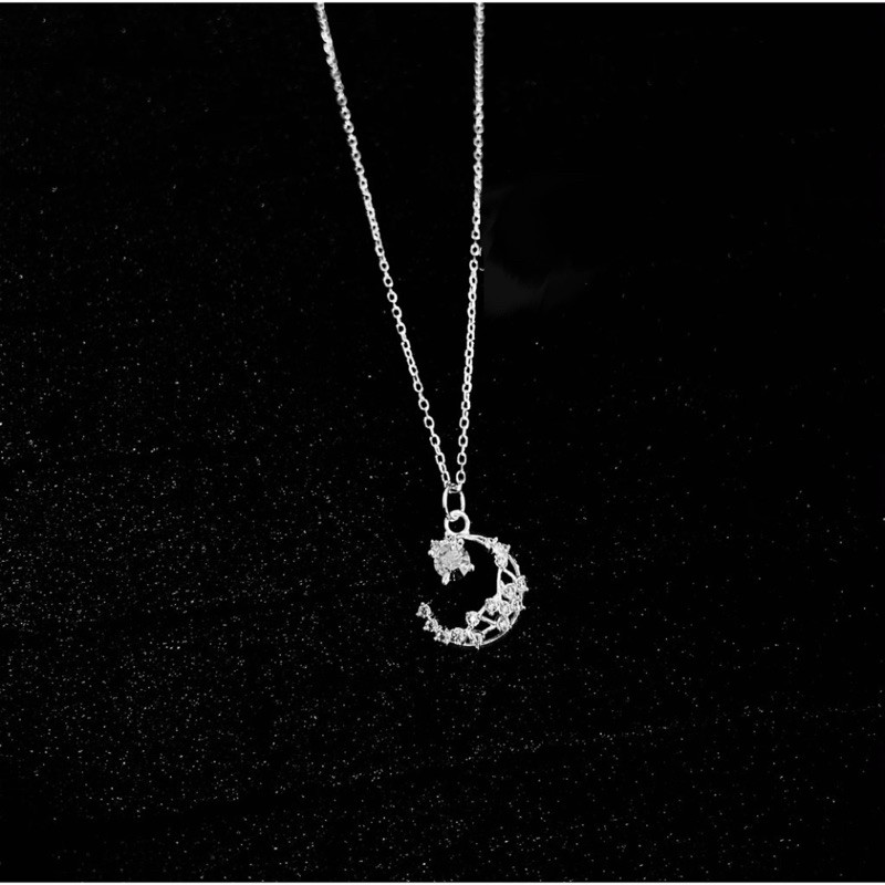Dây chuyền THJ nữ mặt trăng đính đá nhân tạo chuẩn bạc ta -THU HUONG SILVER