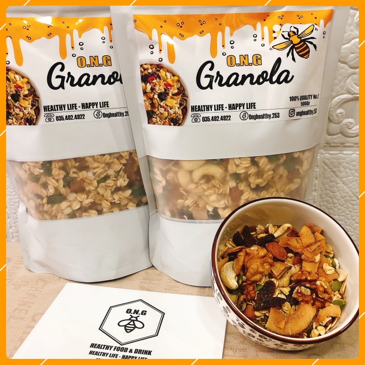 [NHẬP IC0215 GIẢM 20K TỪ 0Đ] Ngũ Cốc Ăn Kiêng Mix Hạt &amp; Quả O.N.G - Granola Giảm Cân 500gr - Date 2023