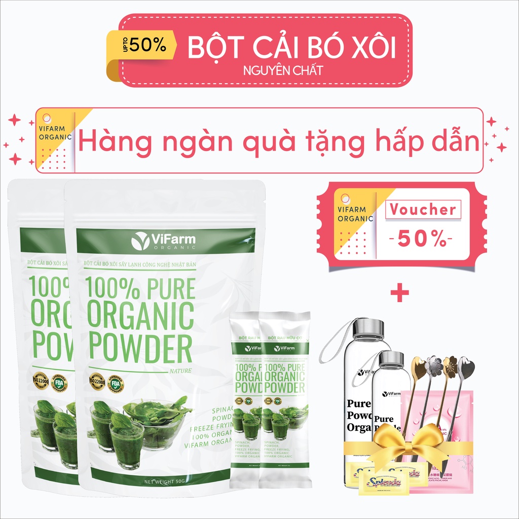 Bột Cải Bó Xôi Nguyên Chất 100% ViFarm 50Gram